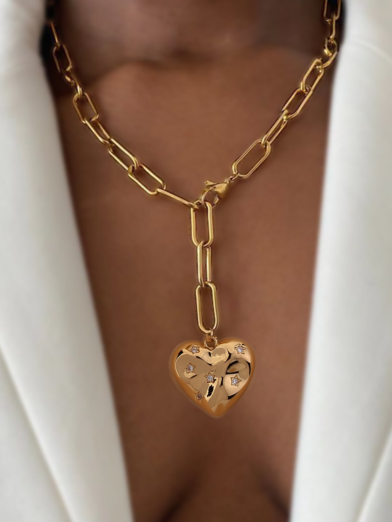 European And N Creative Exaggerated Trend Design Y-tassel Love Copper Micro-inlaid Zircon Necklace Ins Woman