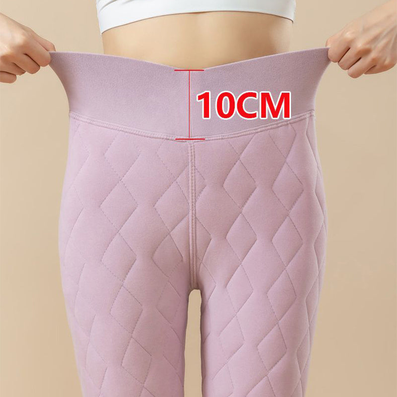 Warme, verdickte Kaschmir-Leggings für den Winter, Rautennähte, Oberbekleidung, hohe Taille, schmale Hose, Damenbekleidung
