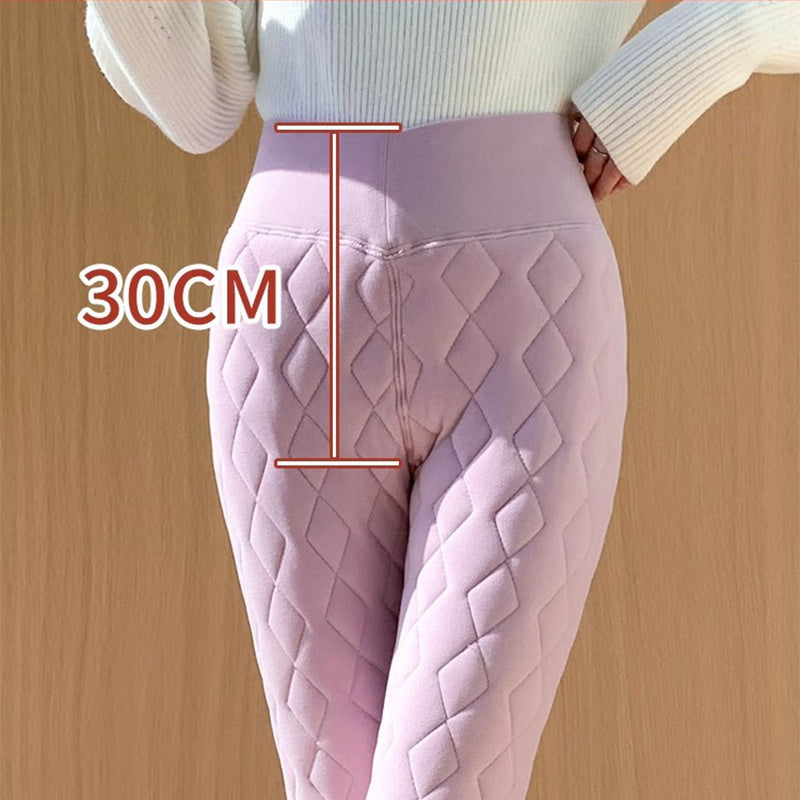 Warme, verdickte Kaschmir-Leggings für den Winter, Rautennähte, Oberbekleidung, hohe Taille, schmale Hose, Damenbekleidung