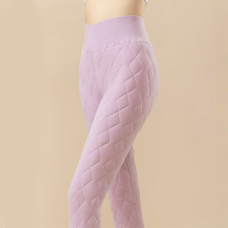 Warme, verdickte Kaschmir-Leggings für den Winter, Rautennähte, Oberbekleidung, hohe Taille, schmale Hose, Damenbekleidung