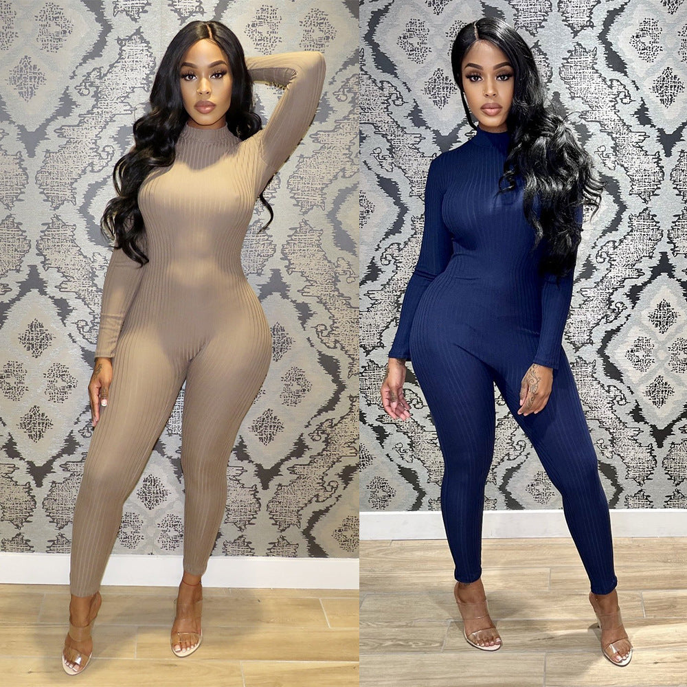 Enger Langarm-Jumpsuit Damen