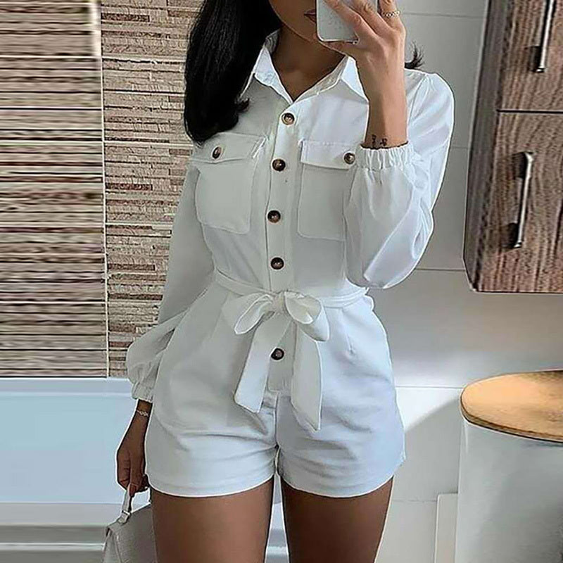 Weißer gewebter Freizeit-Jumpsuit