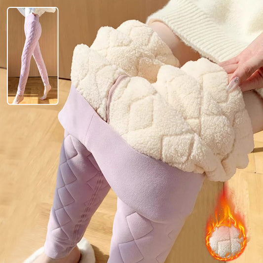 Warme, verdickte Kaschmir-Leggings für den Winter, Rautennähte, Oberbekleidung, hohe Taille, schmale Hose, Damenbekleidung