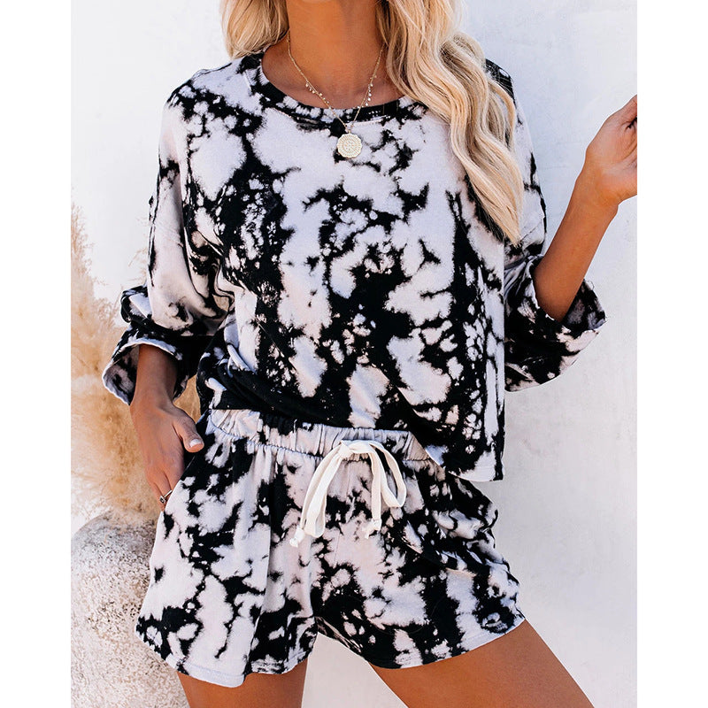Tie-Dye Printed Long-Sleeved Pajamas
