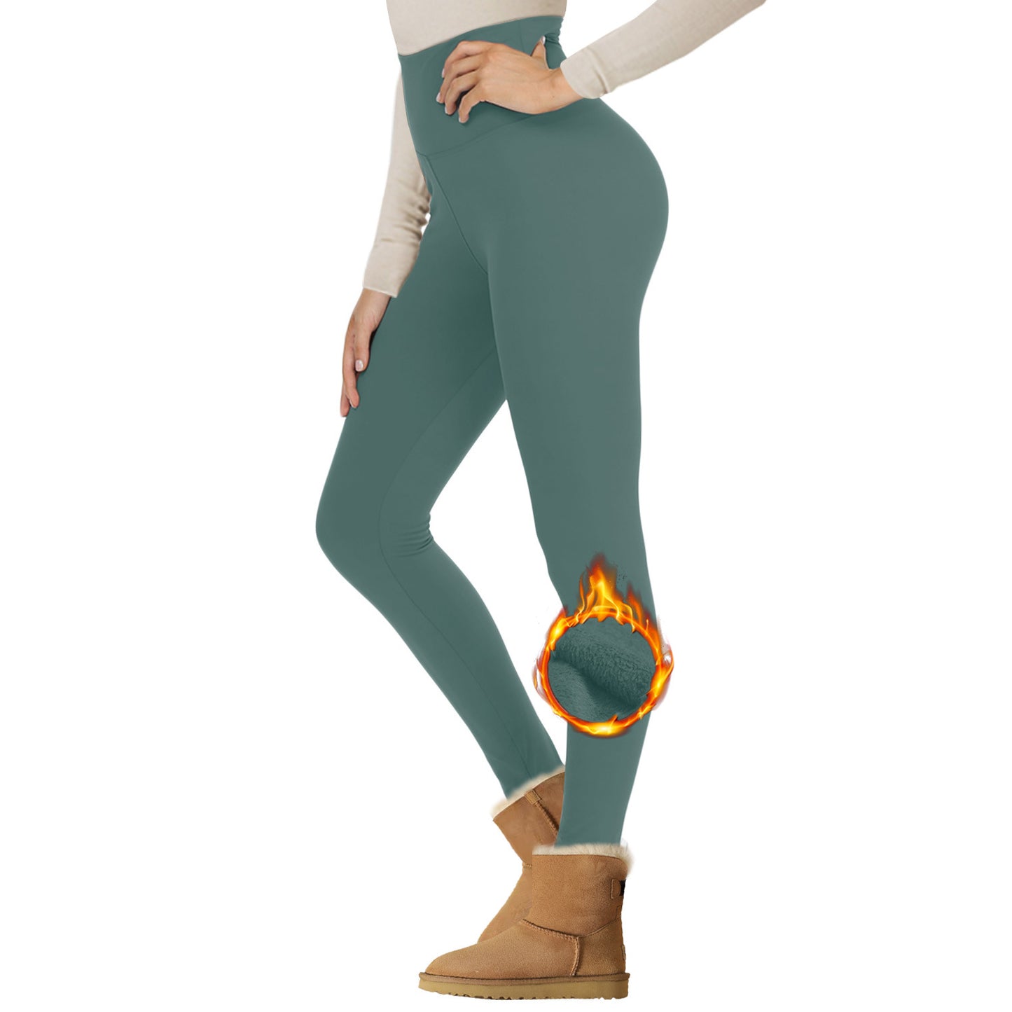 Samt Gepolsterte Leggings Hohe Taille Warme Wandern Workout