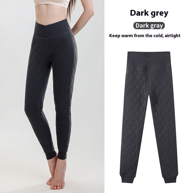 Warme, verdickte Kaschmir-Leggings für den Winter, Rautennähte, Oberbekleidung, hohe Taille, schmale Hose, Damenbekleidung