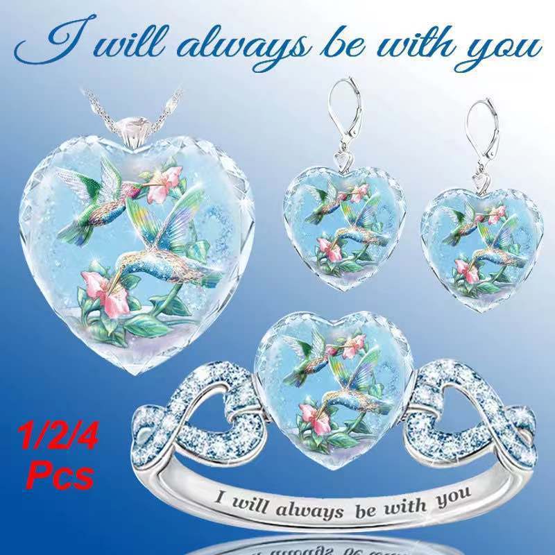 Crystal Love Rose Necklace Set Zircon Necklace