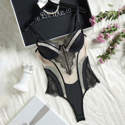 Lace Stitching Contrast Color Jumpsuit For Women