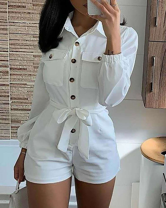 Weißer gewebter Freizeit-Jumpsuit